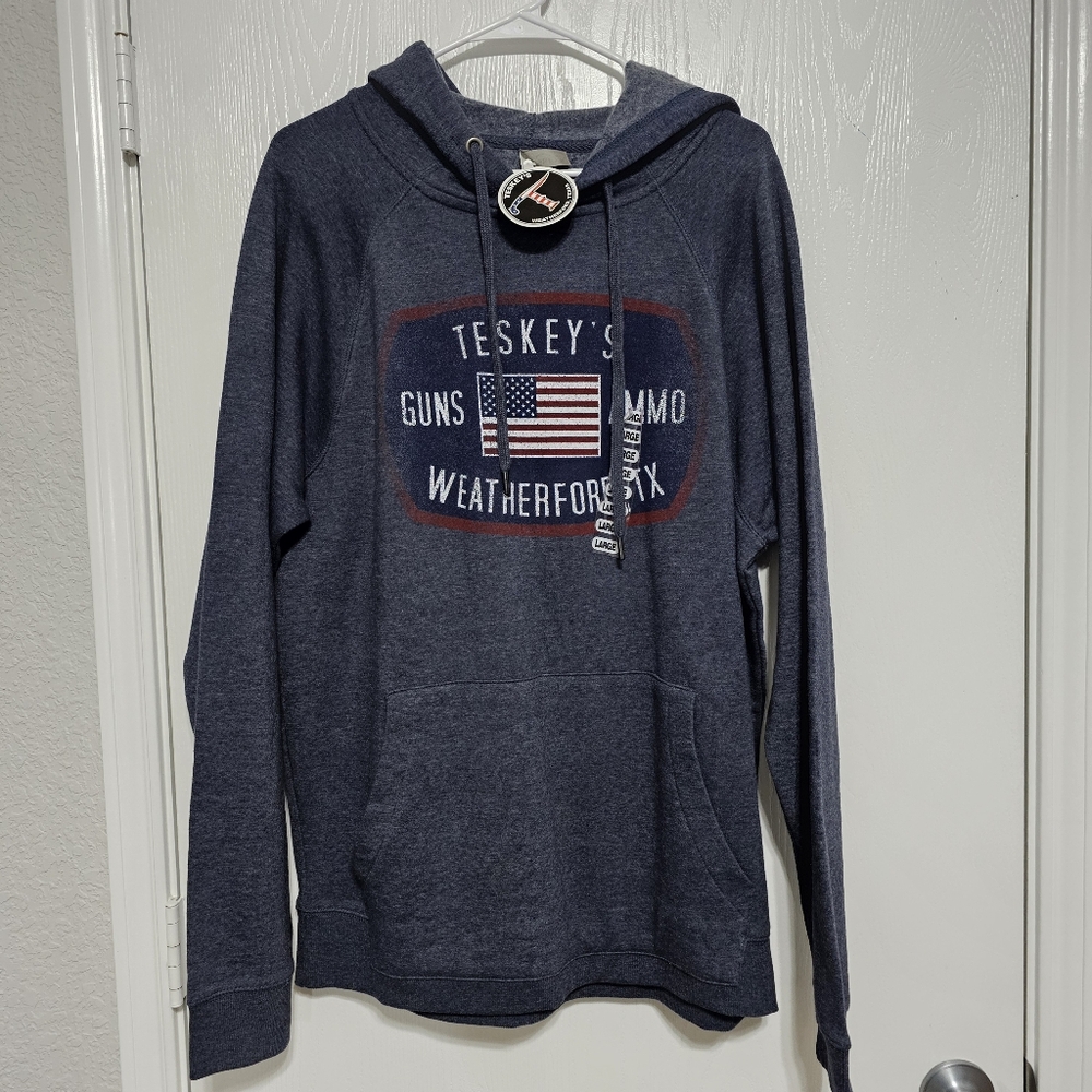Teskey's Heather Blue American Flag Hoodie L